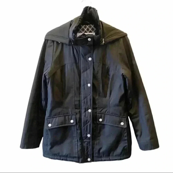 Jessica Simpson Chore Coat Padded  Utility Jacket Faux Fur Collar Black Medium - Picture 1 of 16